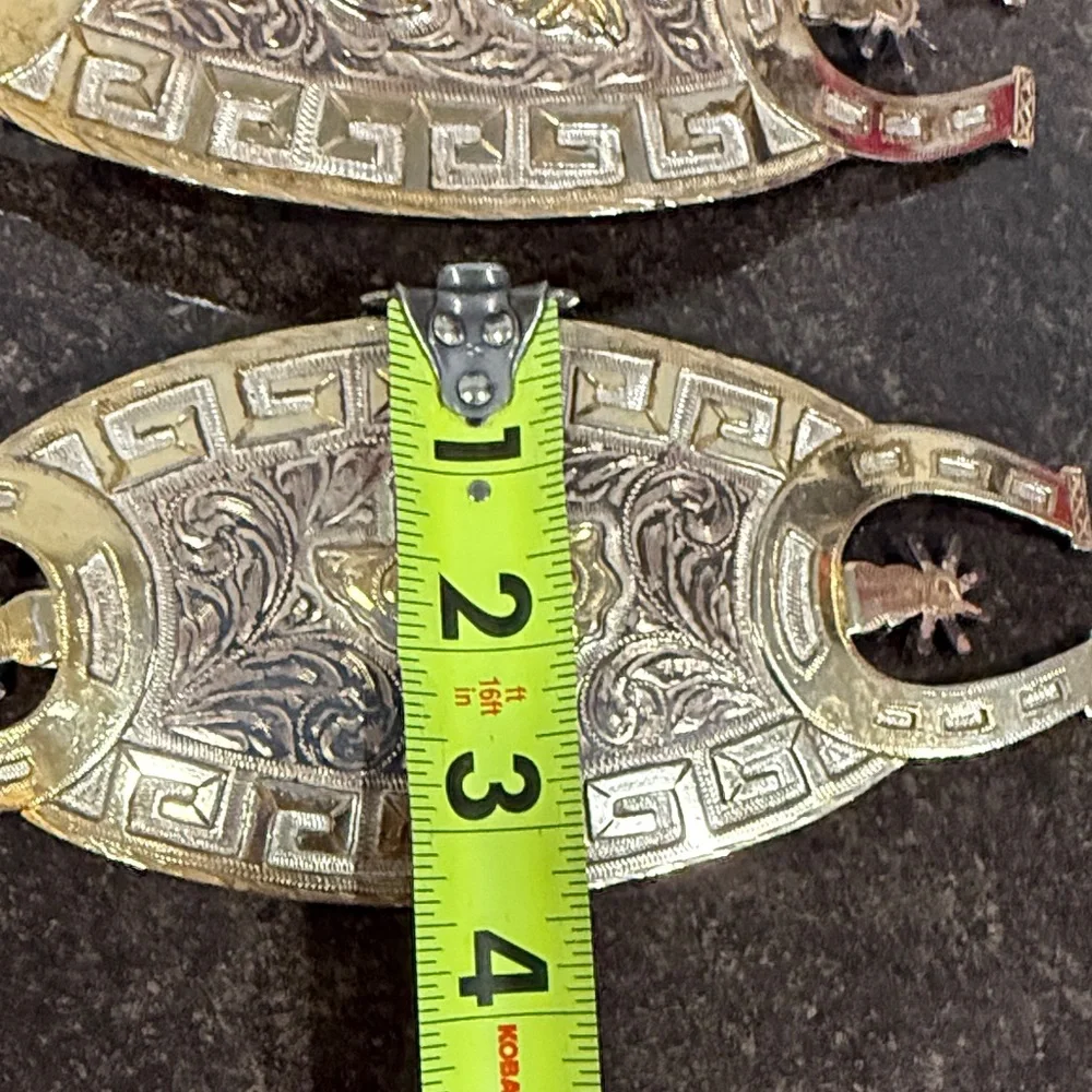 3 Distressed Western Charro Silver &‎ Gold Tone Belt Buckles